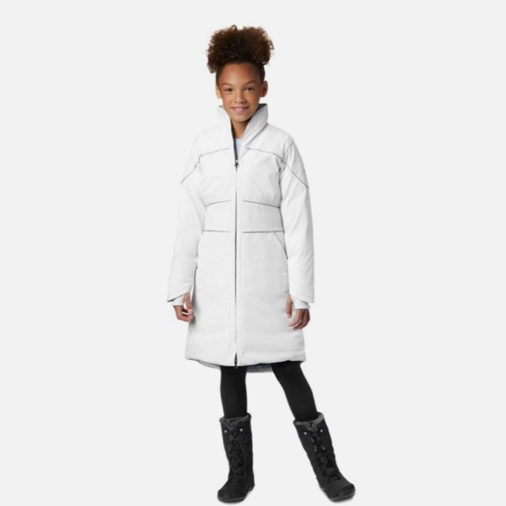 Columbia frozen 2 Elsa goose down Omni heat size small white long coat * flaws